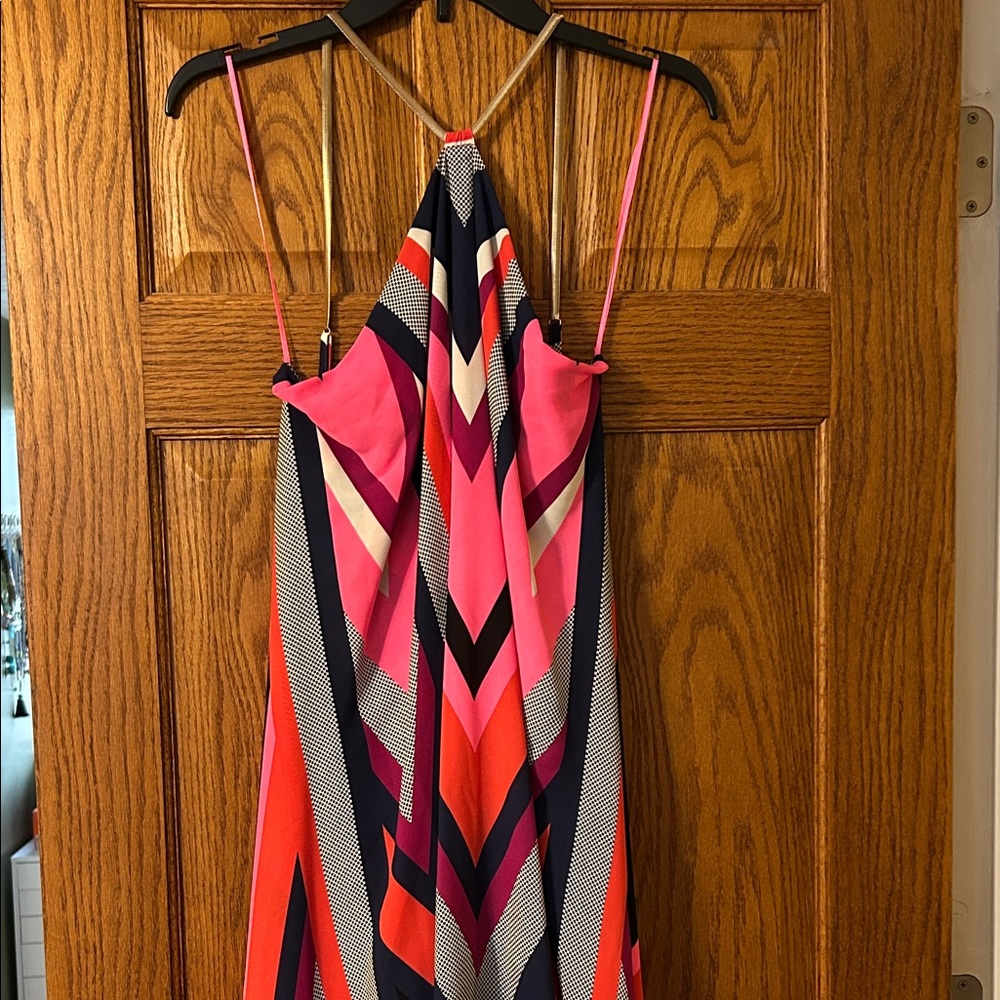 Express High Low Pink and Orange Patterned Dress